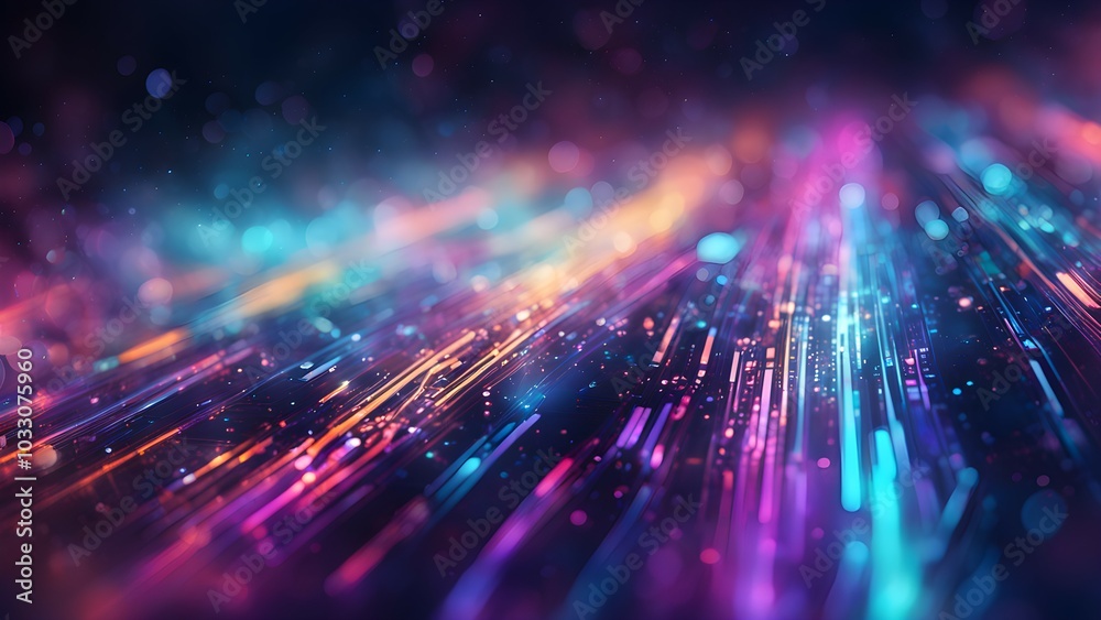A vibrant abstract background with colorful light streaks and particles. A vibrant abstract background with colorful light streaks and particles.