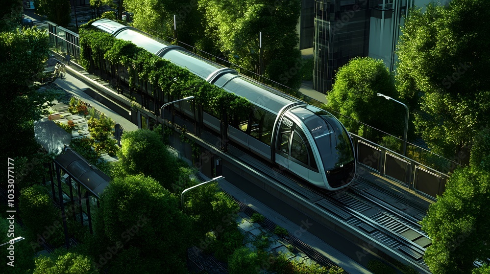 Fototapeta premium Advanced futuristic metropolis with automated public transport systems and innovative green urban infrastructure