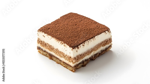 Tiramisu dessert on white background. 