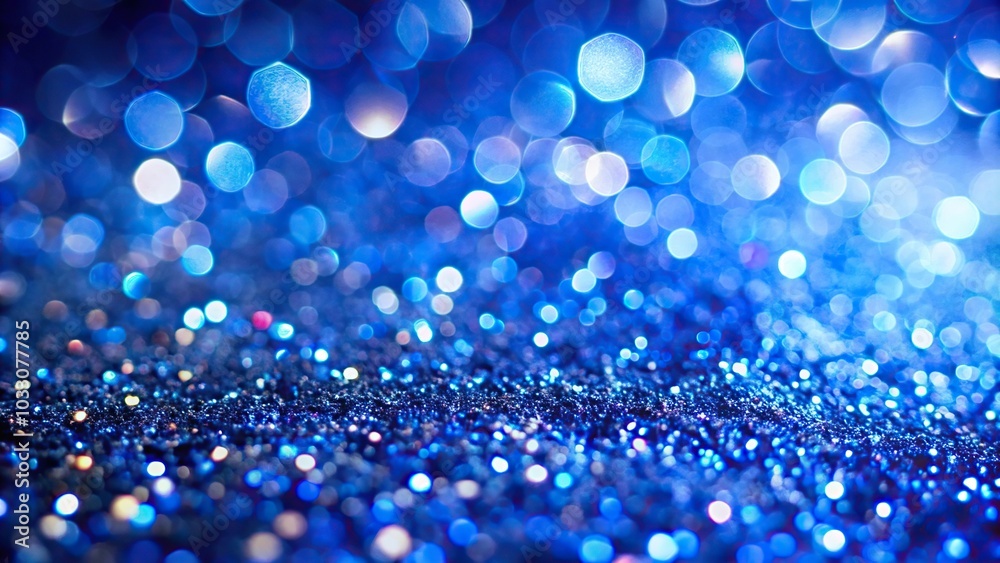 Tilted angle sapphire glitter bokeh background with royal blue sparkle Tilted angle sapphire glitter bokeh background with royal blue sparkle