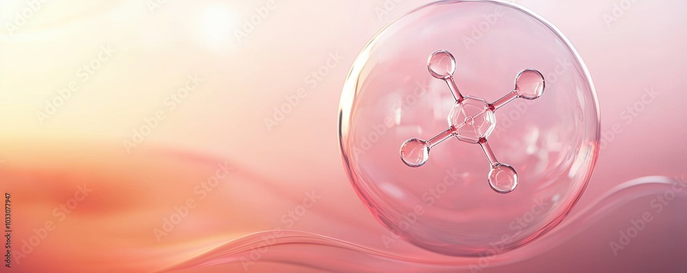 3D Rendering of Molecule Inside Transparent Sphere 3D Rendering of Molecule Inside Transparent Sphere