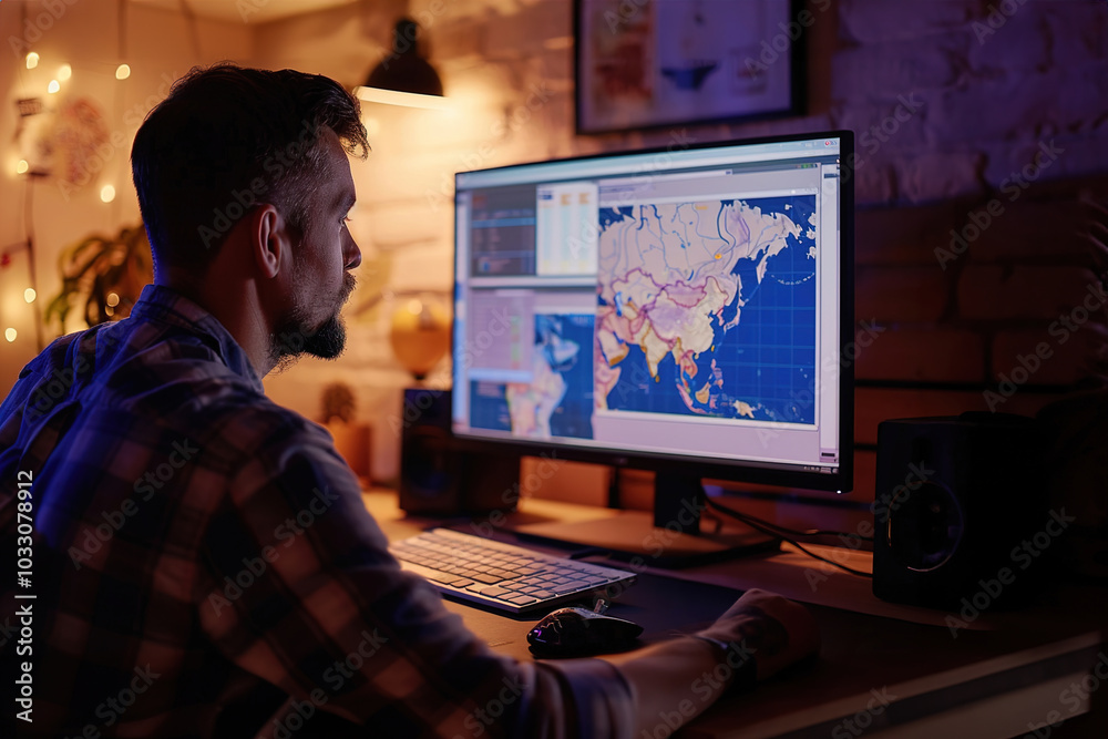Virtual supply chain manager coordinating logistics operations, tracking shipments, optimizing routes with specialized software Virtual supply chain manager coordinating logistics operations, tracking shipments, optimizing routes with specialized software