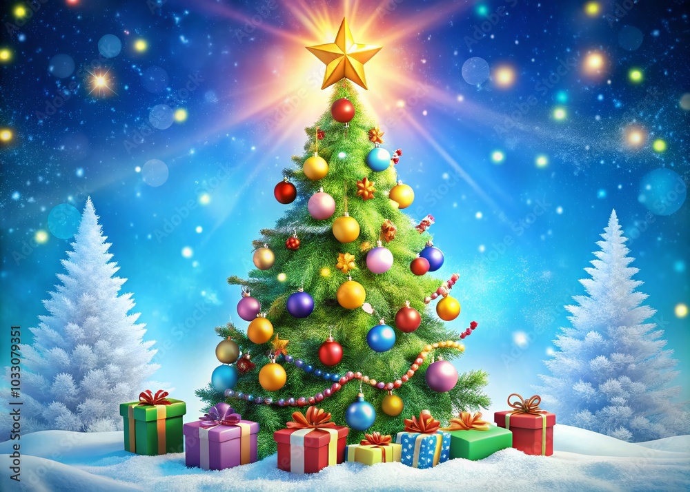 Cute Cartoon Christmas Tree Illustration for Aerial Photography Cute Cartoon Christmas Tree Illustration for Aerial Photography