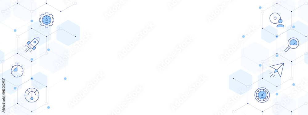 Speed Banner Vector Illustration with Two-sided Icon Style. Line Duotone icon. Containing speedometer, efficiency, paper plane, magnifying glass, rocket, performance, limit Speed Banner Vector Illustration with Two-sided Icon Style. Line Duotone icon. Containing speedometer, efficiency, paper plane, magnifying glass, rocket, performance, limit
