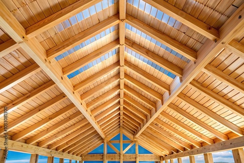 Wooden roof structure with leading lines
