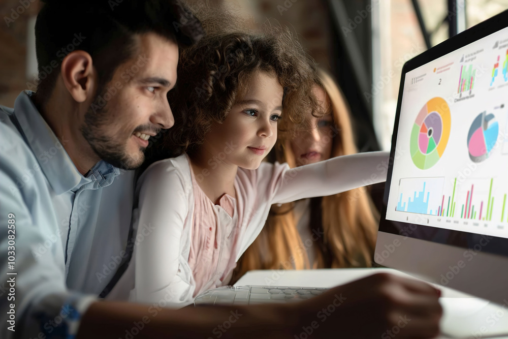 Parents using chart to track screen time, daughter watching, learning self-regulation and limits Parents using chart to track screen time, daughter watching, learning self-regulation and limits