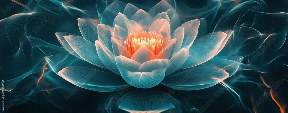 Abstract background with a flower petal pattern, a light blue and dark teal gradient color Abstract background with a flower petal pattern, a light blue and dark teal gradient color