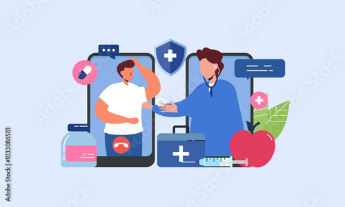 Telemedicine concept vector illustration. Doctor concept