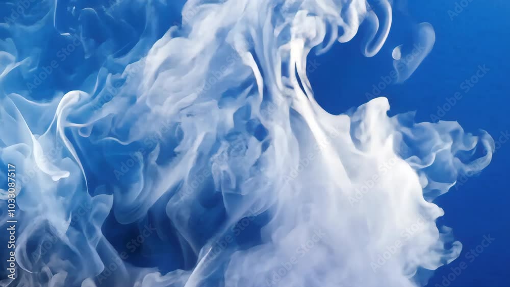 A thick white fog crept over the blue abstract background A thick white fog crept over the blue abstract background