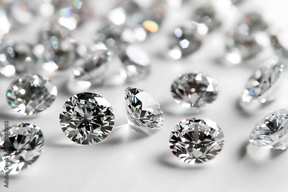 diamonds on a white background. 3d rendering, diamonds on a white background. 3d rendering,