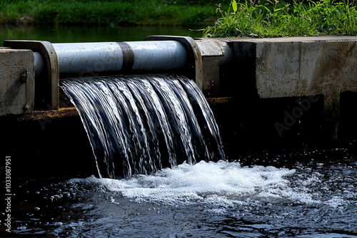 Water flowing through a drainage pipe