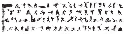 set of different sports silhouette