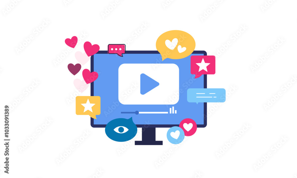 Viral video or video spreading virally on internet vector illustration Viral video or video spreading virally on internet vector illustration