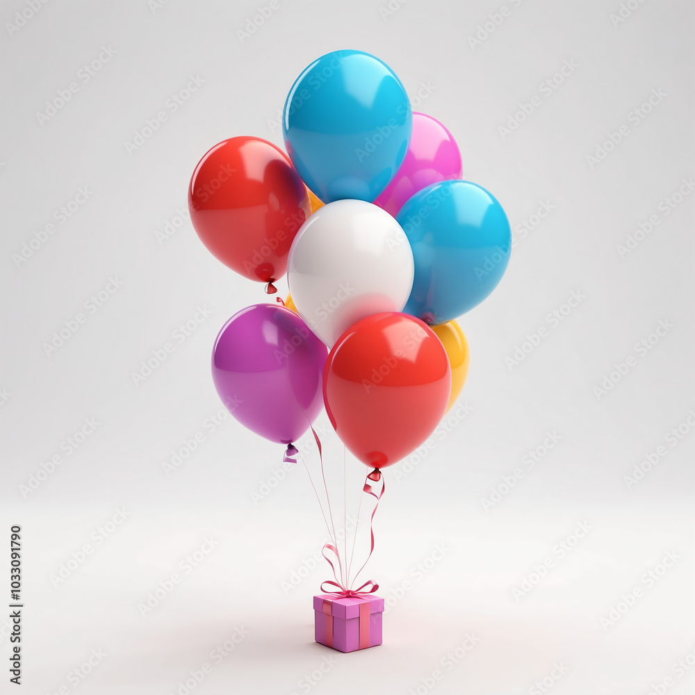 Adorable 3D Balloon Model: Joyful and Simple Asset Highlighted Against White Background Adorable 3D Balloon Model: Joyful and Simple Asset Highlighted Against White Background