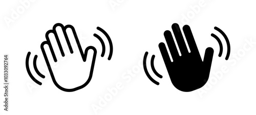 Waving hand icon set