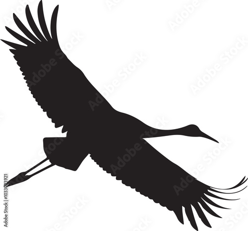 flying sandhill crane bird silhouette vector art illustration photo