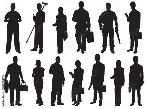 construction workers and engineer  silhouette collection