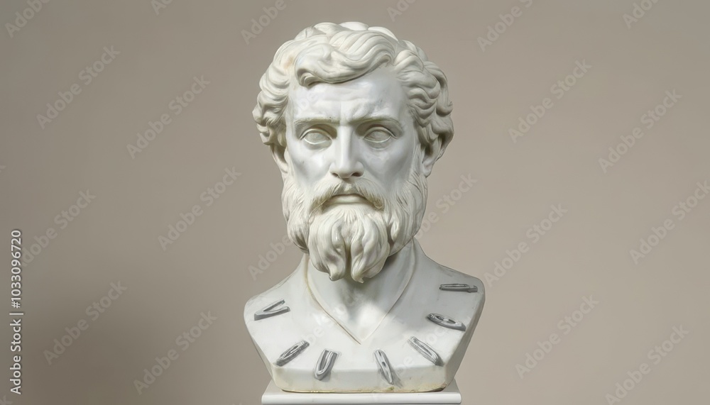A marble portrait of the ancient Stoic philosopher on a neutral background. Stoicism A marble portrait of the ancient Stoic philosopher on a neutral background. Stoicism