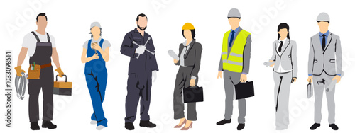 group of  working people constructor architect