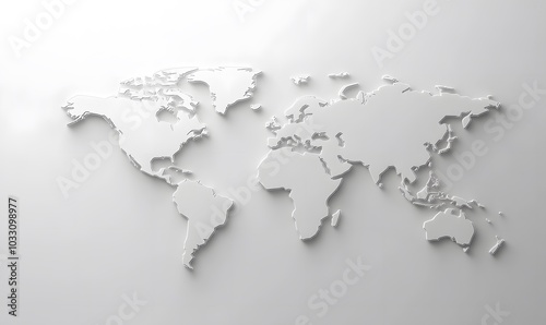 3D world map simple design white background