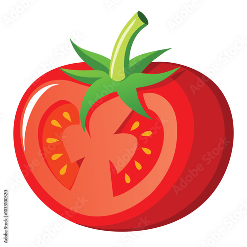 Red Tomato Slice vector illustration isolated on a white background