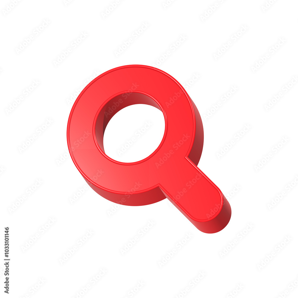 Search icon 3d red color Search icon 3d red color