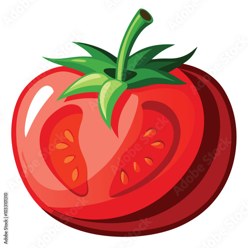 Red Tomato Slice vector illustration isolated on a white background