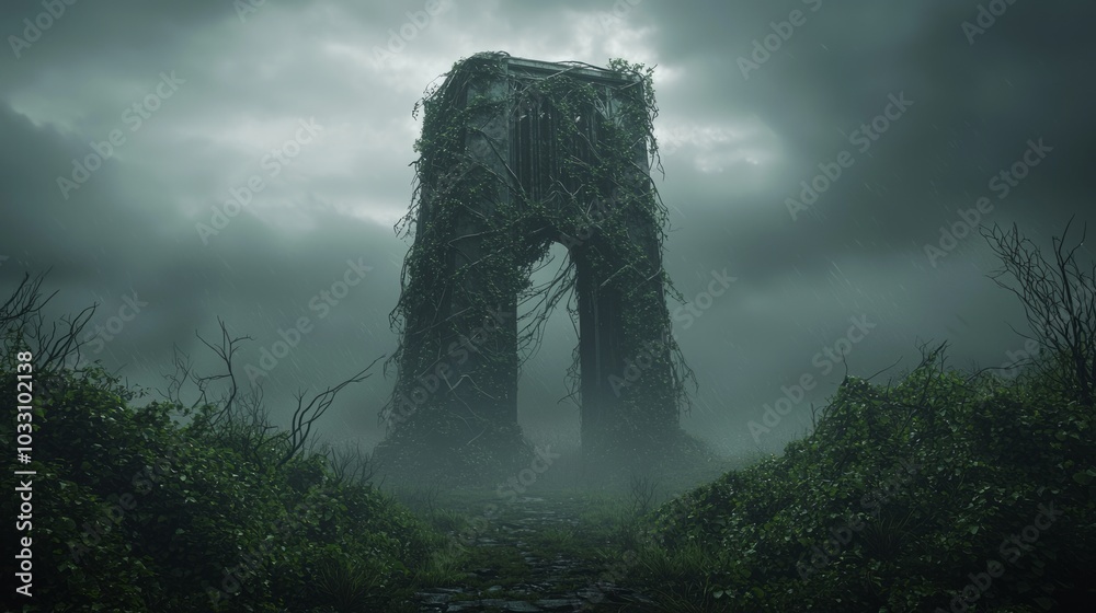 Enchanting Gothic Windmill in Stormy Landscape - 3D Render with Dramatic Lighting and Intricate Details Enchanting Gothic Windmill in Stormy Landscape - 3D Render with Dramatic Lighting and Intricate Details