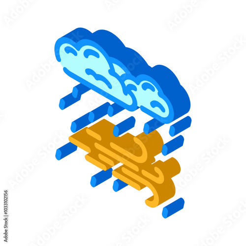 rain and wind hurricane disaster isometric icon vector. rain and wind hurricane disaster sign. isolated symbol illustration