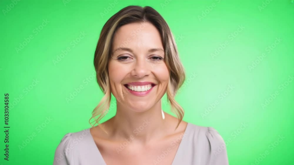 Confident middle-aged woman on green screen Confident middle-aged woman on green screen