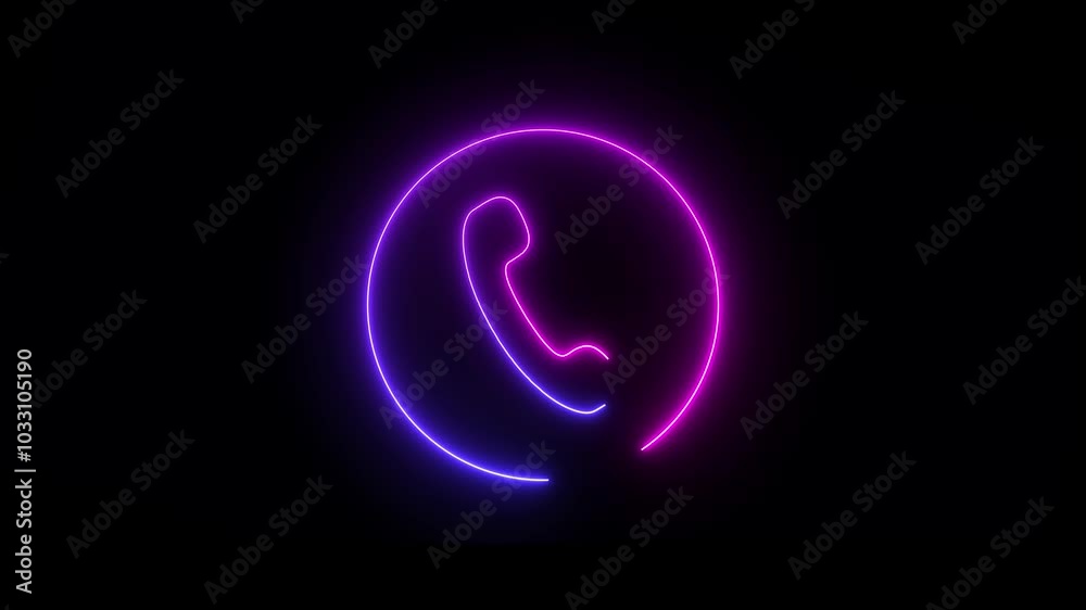 Glowing neon calling icon animation Glowing neon calling icon animation