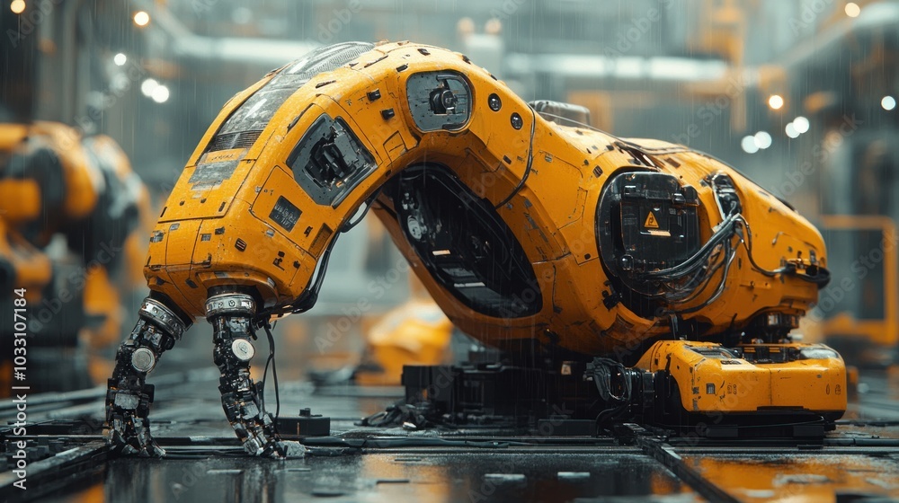A robotic arm in an industrial setting, designed for precision tasks. A robotic arm in an industrial setting, designed for precision tasks.