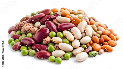 Different legumes on white background.  photo