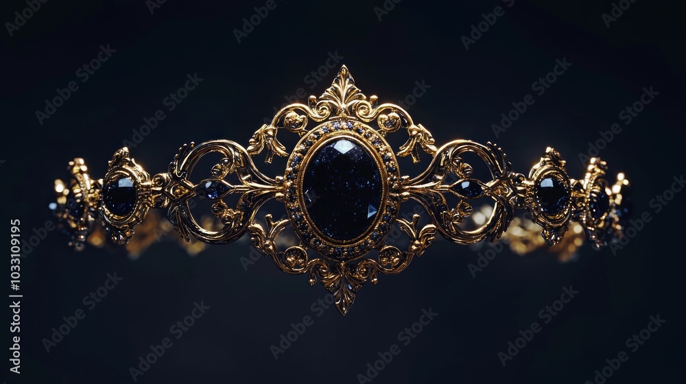 Enigmatic Gothic Bracelet with Dark Gemstones on Cinematic Dark Background - 3D Render Illustration Enigmatic Gothic Bracelet with Dark Gemstones on Cinematic Dark Background - 3D Render Illustration