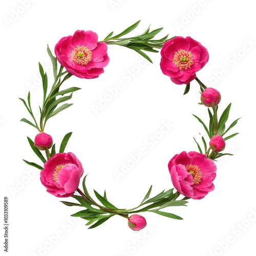 Wallpaper Mural Beautiful pink peonies in a floral wreath Torontodigital.ca