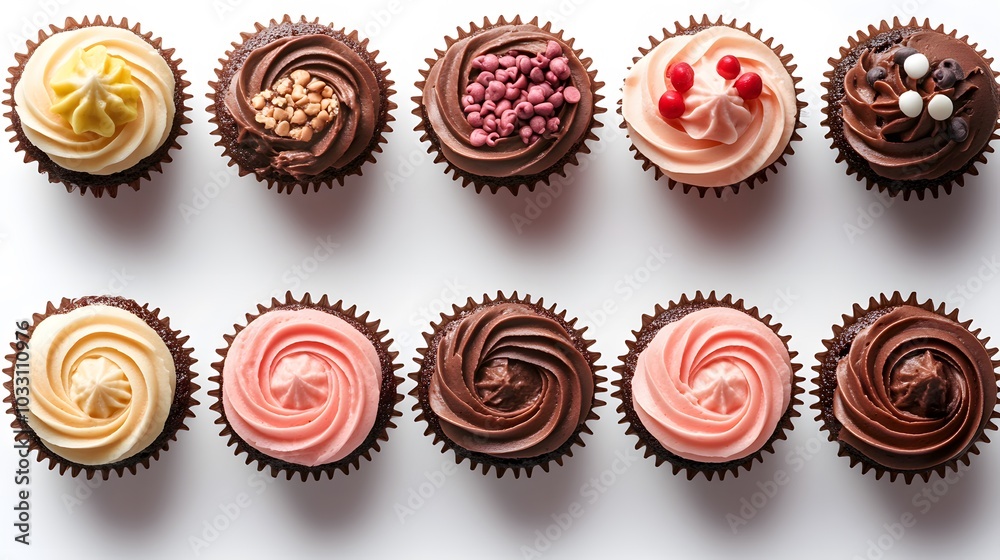 Chocolate cupcakes isolated on white background. Chocolate cupcakes isolated on white background.