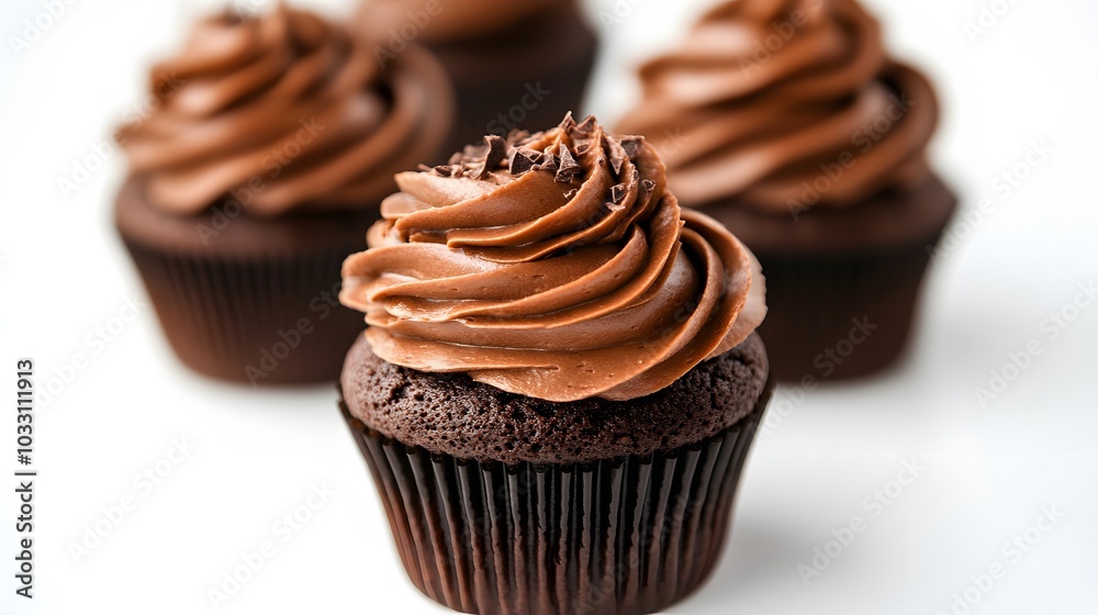 Chocolate cupcakes isolated on white background. Chocolate cupcakes isolated on white background.