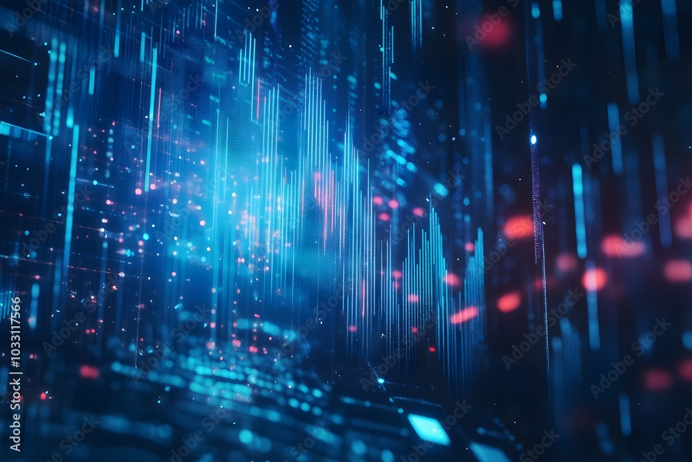 Fototapeta premium A digital background with a stock market graph and a blue color theme, a data visualization concept, financial graphs floating in the air,