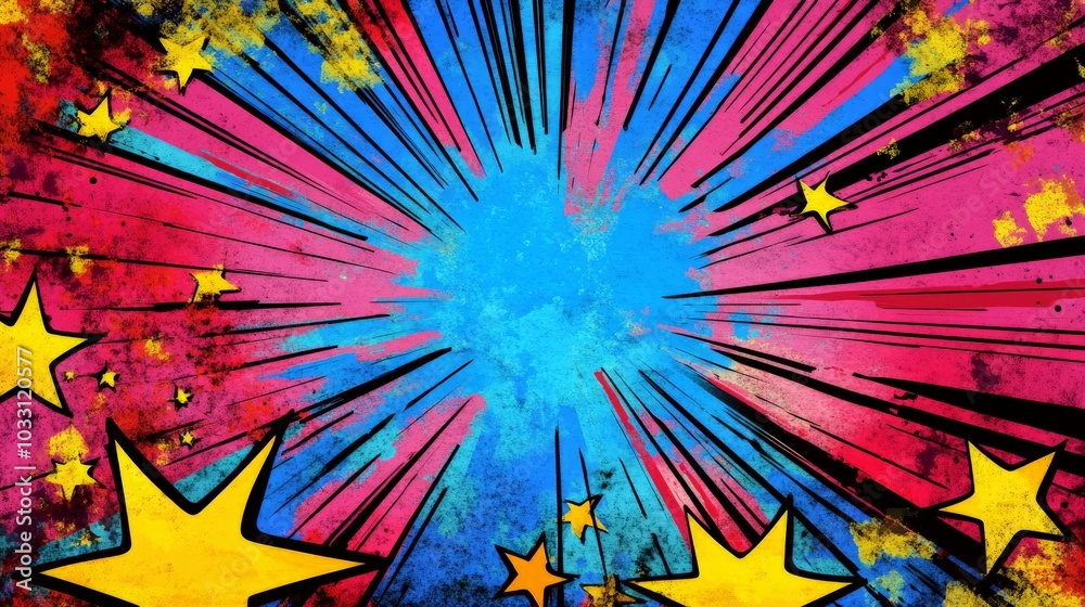 Fototapeta premium Vibrant Cosmic Explosion of Color and Stars