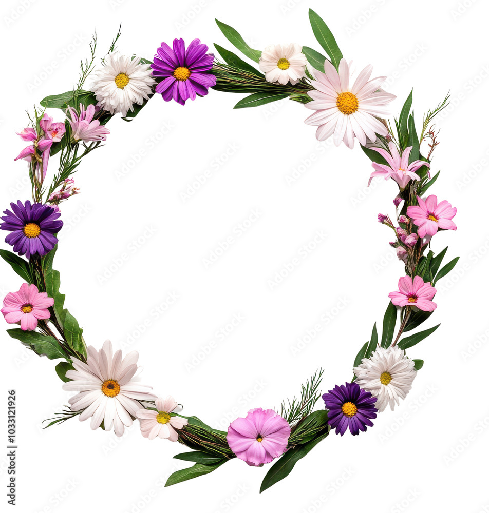 Fototapeta premium Colorful floral wreath,