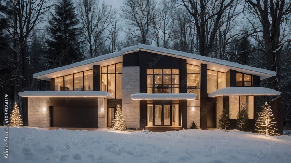 a christmas theme exterior design of home with snow a christmas theme exterior design of home with snow