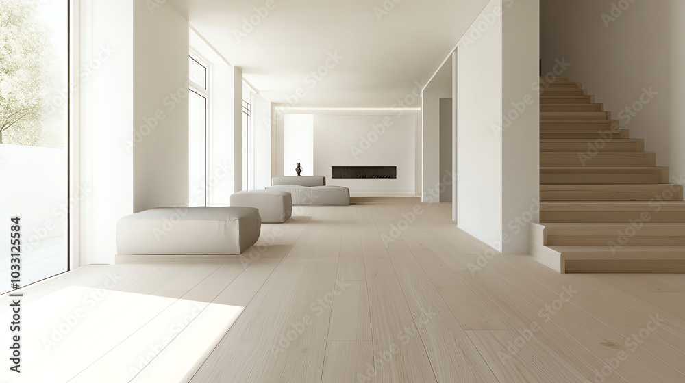 Modern interior with stairs and minimal design Modern interior with stairs and minimal design