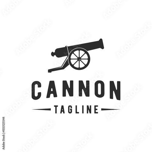 Creative retro vintage cannon Logo design isolated background.