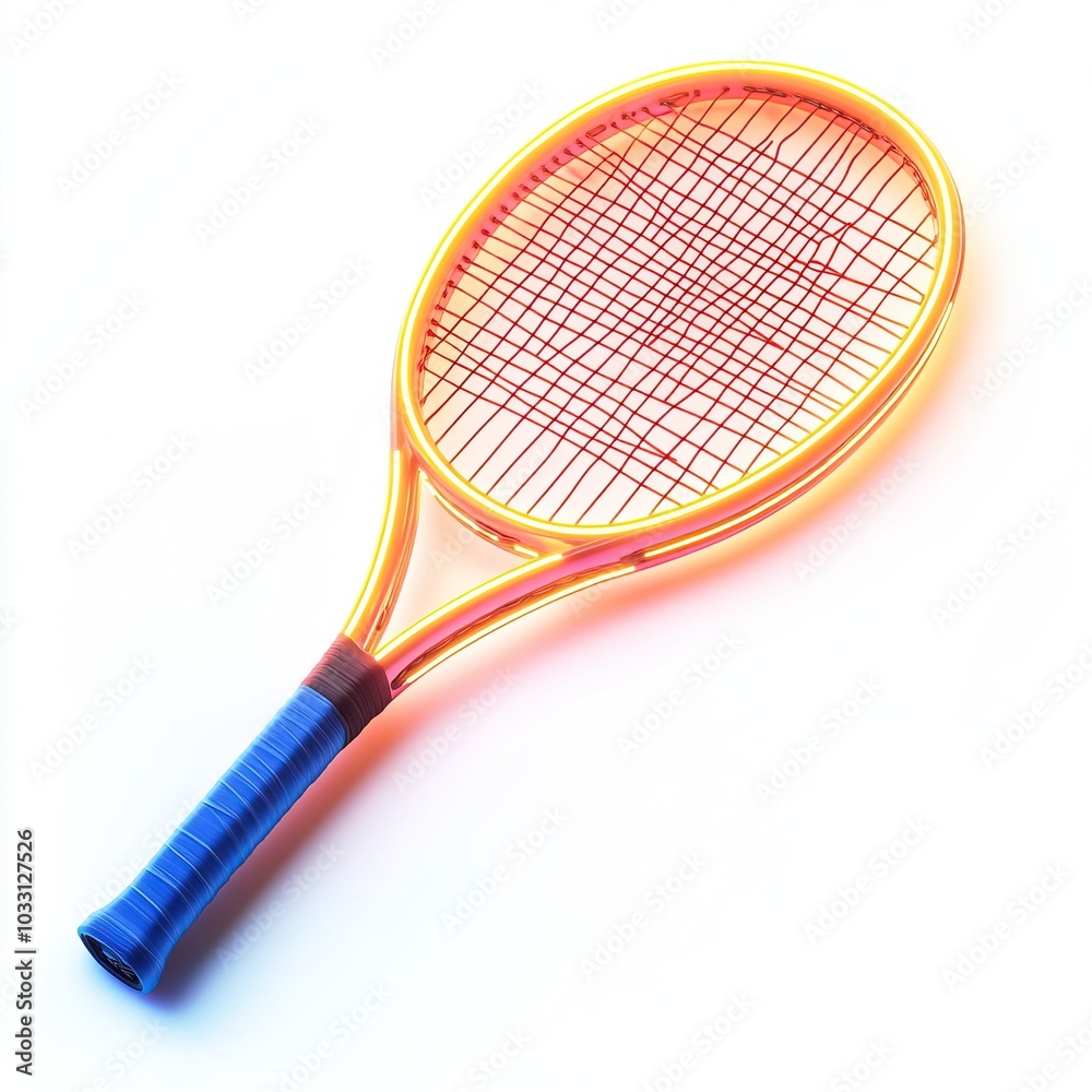 Glowing Tennis Racket with Blue Grip Glowing Tennis Racket with Blue Grip