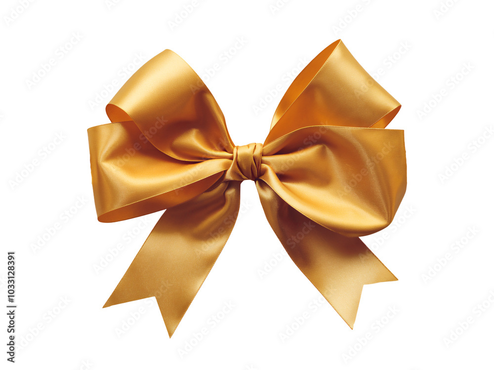 A photo of a large, elegant gold ribbon tied in a bow. A photo of a large, elegant gold ribbon tied in a bow.