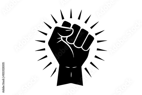 Raised Fist Hand | isolated vector silhouette illustration on white background