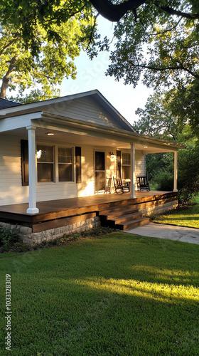 A home featuring wide porches on the front and back, ideal for relaxing with nature