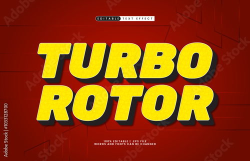 turbo rotor editable text effect with a steel and modern text style