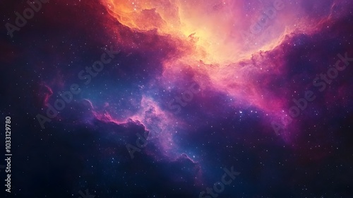 A Celestial Landscape with Vibrant Nebulae and Scattered Stars