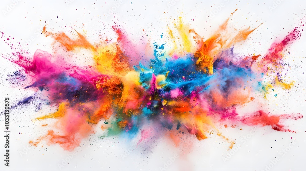 Fototapeta premium Lush Lava color powder explosion on white background. Colored cloud. Colorful dust explode. Paint Holi.
